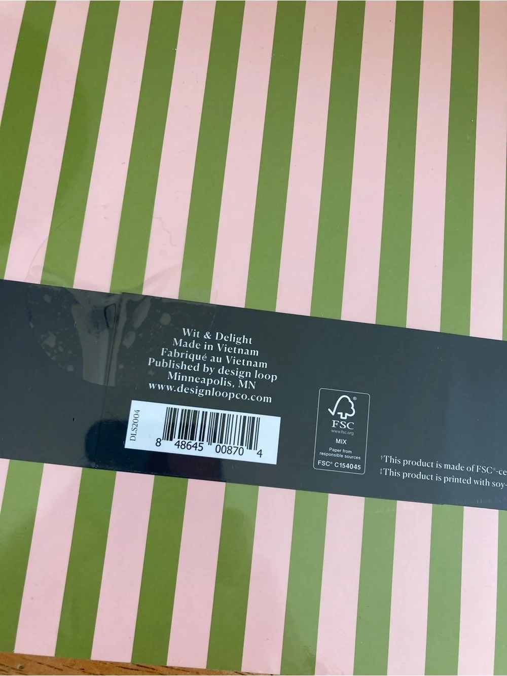 Anthropologie Pink & Green Striped Weekly Desktop Notepad - NEW in wrapper!